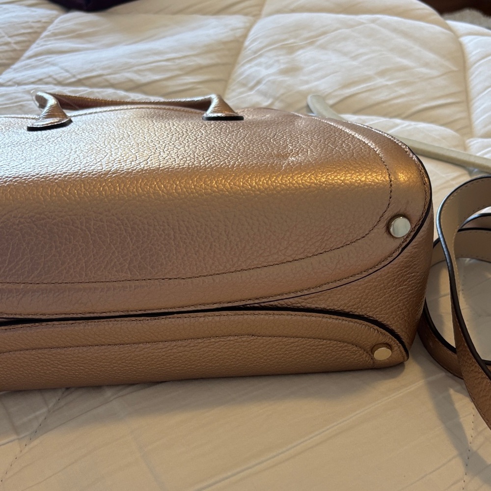 kate spade Rose Gold metallic Knot Medium Leather Satchel - Picture 10 of 13